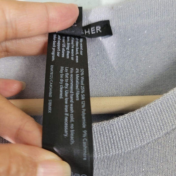 EILEEN FISHER Made in Italy Women Silk Cashmere Gray Metalic Tank Top Sz XS - Picture 10 of 11